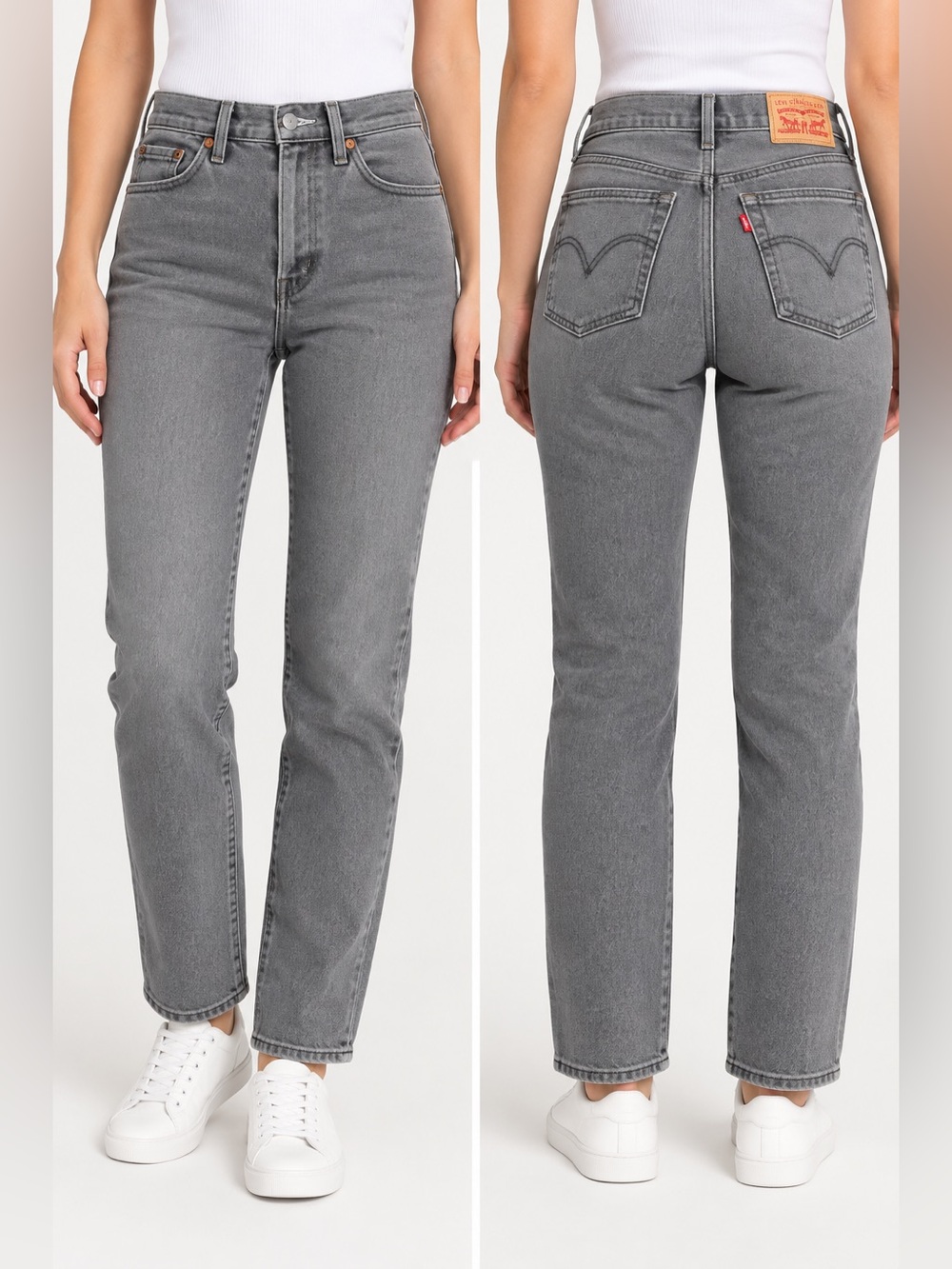 Levis Wedgie Straight High Rise Gray Jeans Womens Size 30x28 34964-0127